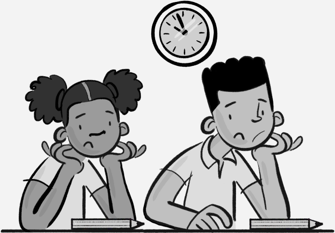 Two bored pupils uninspired to write