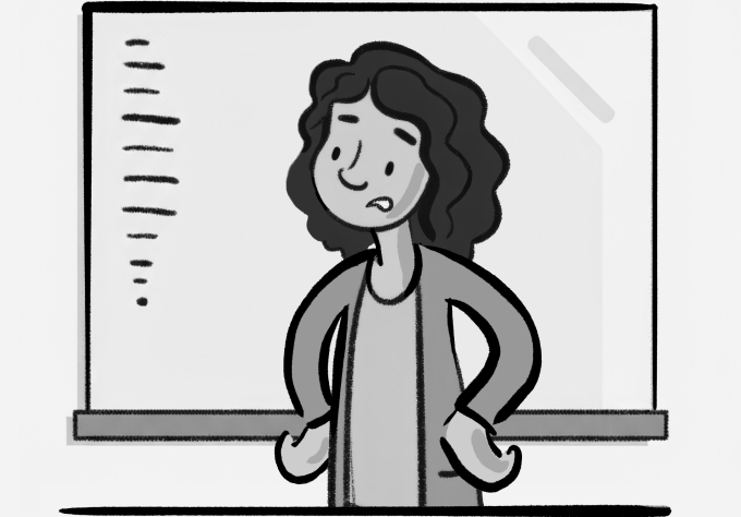 A frustrated teacher who's pupils aren't writing