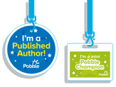 Examples of two published author lanyards from Pobble