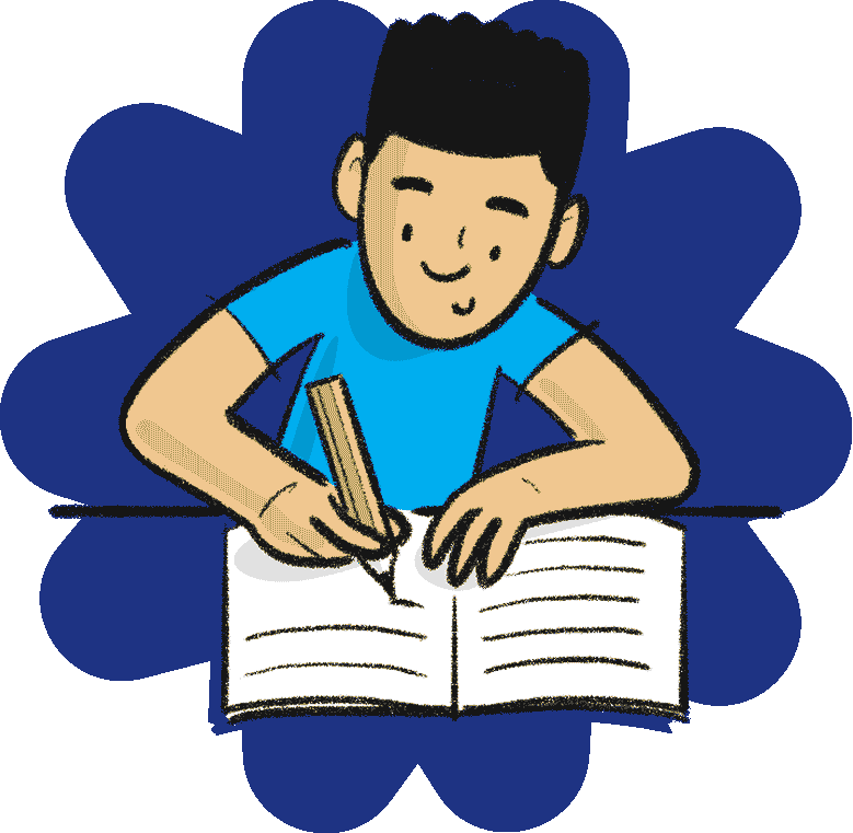 Child writing in a notebook